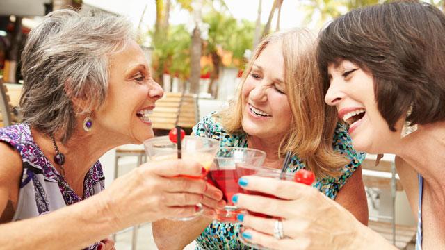 Senior women enjoying a beverage.