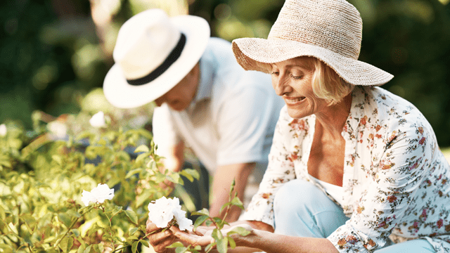 a man and a woman gardening