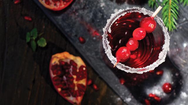 close-up of a festive holiday cocktail