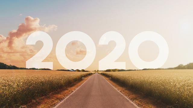 2020 in text with a road going off into the distance.